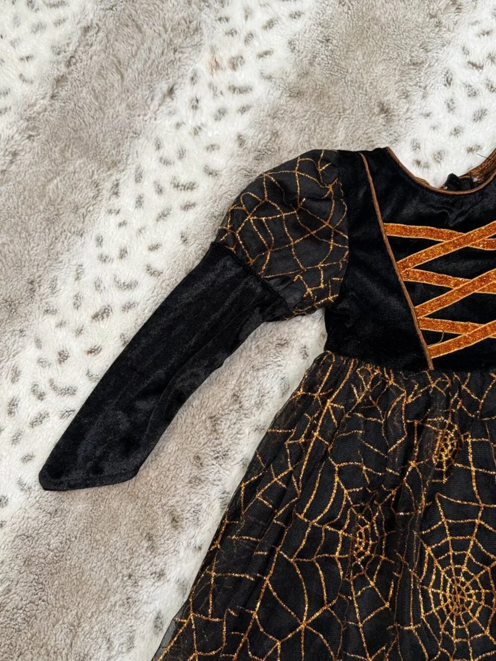 Hallow's Eve black sparkly orange spiderweb dress girls 2T witch Halloween party